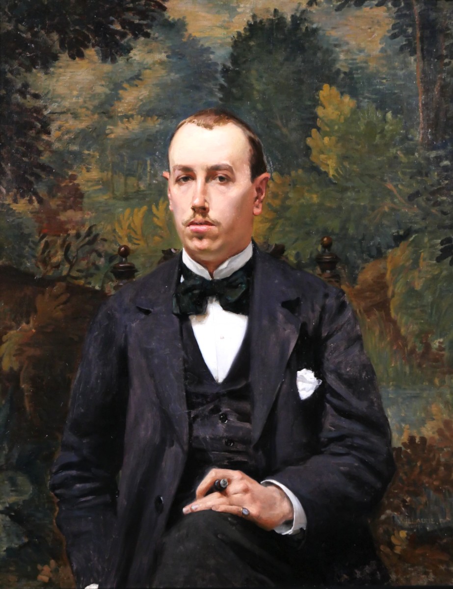 Louis-Charles Willaume 1874-1949 Portrait d'homme, tableau, 1897 dandy mondain impressionnisme