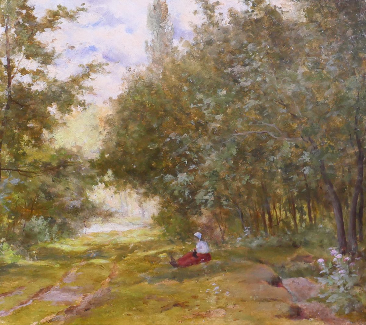 Arthur Perdreau 1853-1902 Paysage de forêt au Touquet, tableau v. 1890 Etaples impressionnisme-photo-4