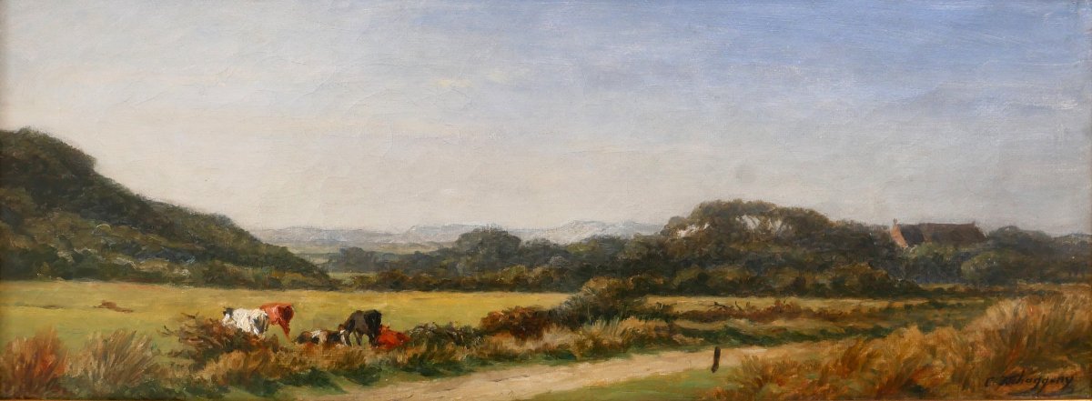 Charles Tschaggeny 1815-1894 Belgium, Ardennes Landscape, Painting Circa 1880 Wallonia-photo-2