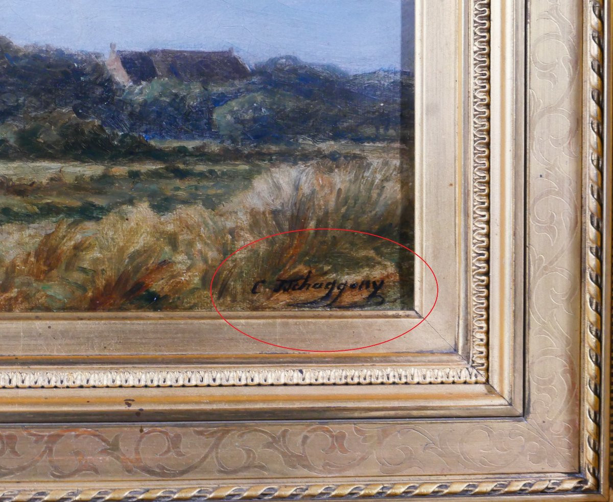 Charles Tschaggeny 1815-1894 Belgium, Ardennes Landscape, Painting Circa 1880 Wallonia-photo-2
