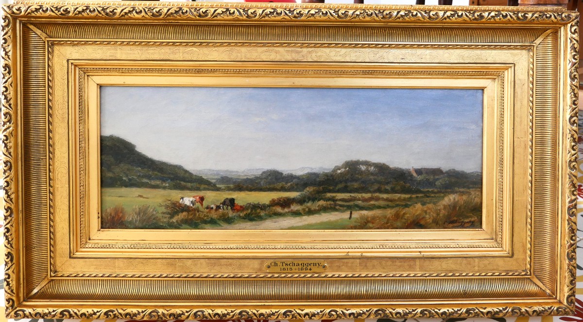 Charles Tschaggeny 1815-1894 Belgium, Ardennes Landscape, Painting Circa 1880 Wallonia