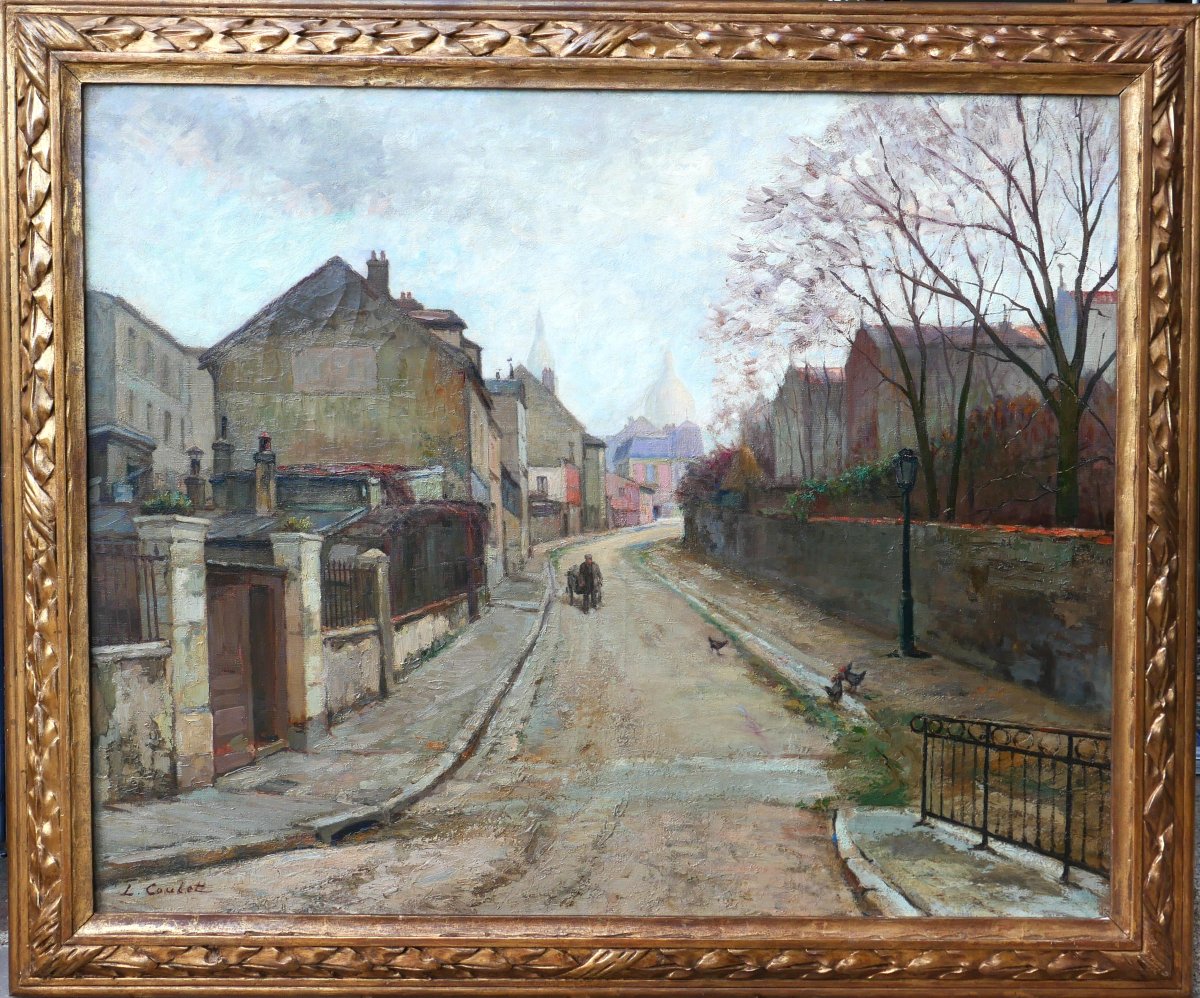 Léon COULET 1873-1924 Paris, Montmartre, rue de l'abreuvoir, tableau, vers 1910-20 paysage-photo-2