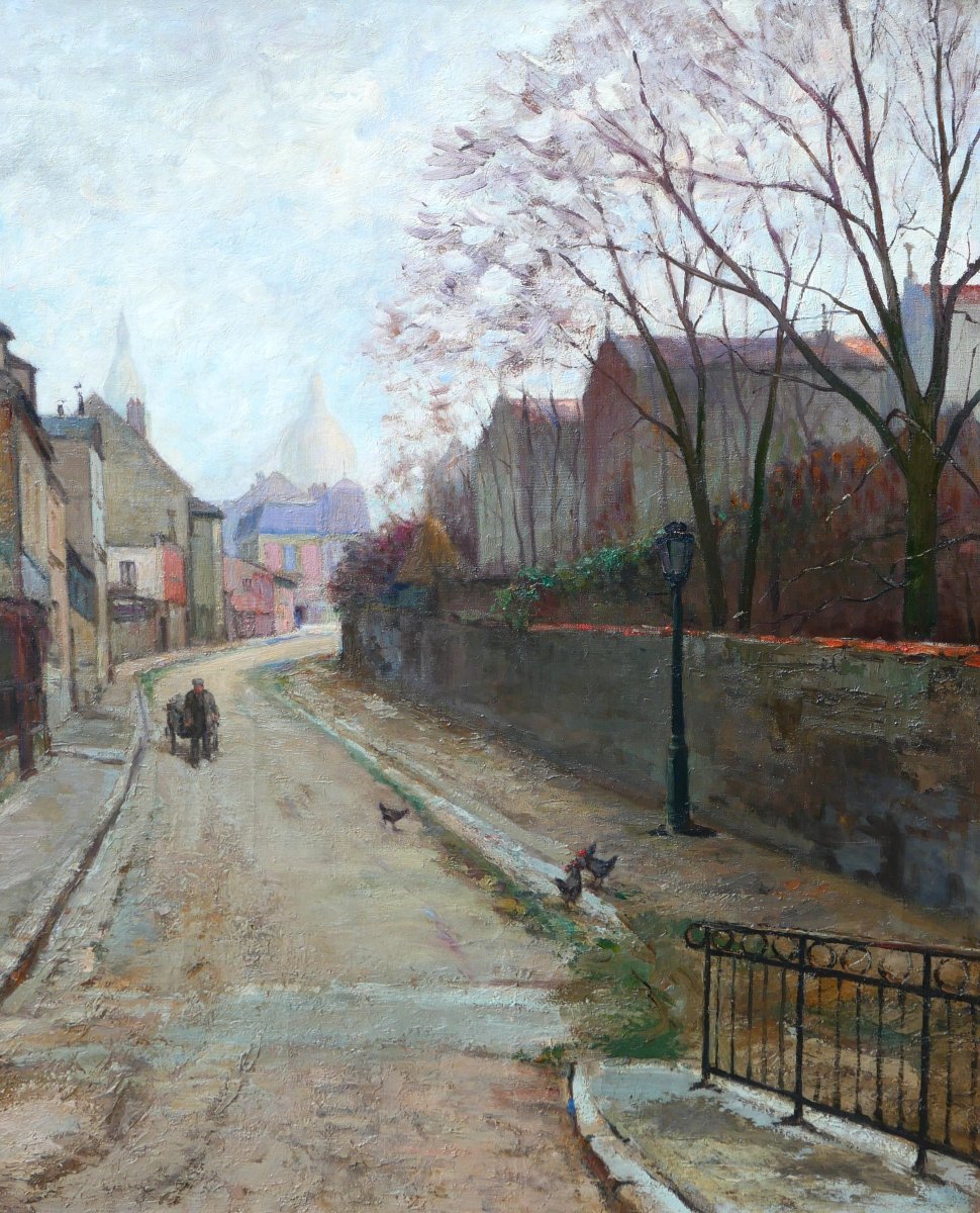Léon COULET 1873-1924 Paris, Montmartre, rue de l'abreuvoir, tableau, vers 1910-20 paysage-photo-4