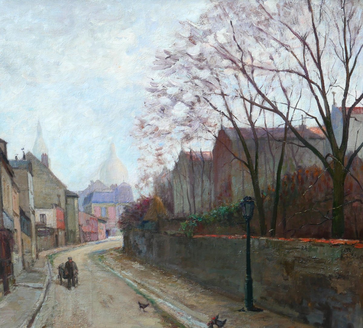 Léon COULET 1873-1924 Paris, Montmartre, rue de l'abreuvoir, tableau, vers 1910-20 paysage-photo-2