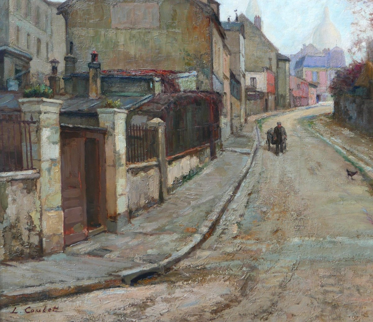 Léon COULET 1873-1924 Paris, Montmartre, rue de l'abreuvoir, tableau, vers 1910-20 paysage-photo-4