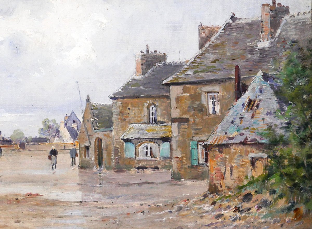 Eugène BOURGEOIS 1855-1909 Bretagne, paysage au port, tableau, vers 1890 impressionnisme-photo-4