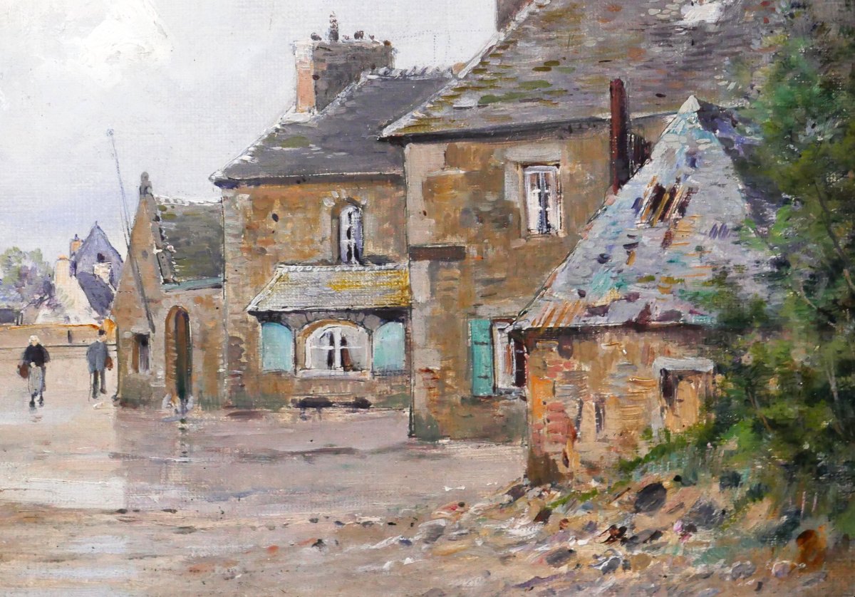 Eugène BOURGEOIS 1855-1909 Bretagne, paysage au port, tableau, vers 1890 impressionnisme-photo-3