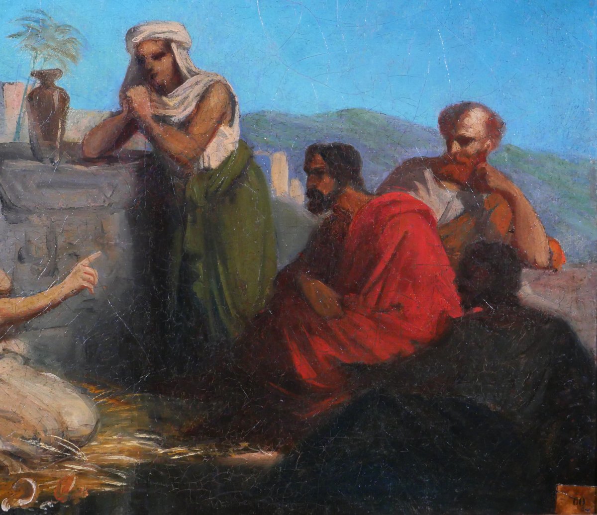 Joseph-nicolas Robert-fleury (att. To) 1797-1890 Diogenes And His School, Painting, Circa 1830-40-photo-3
