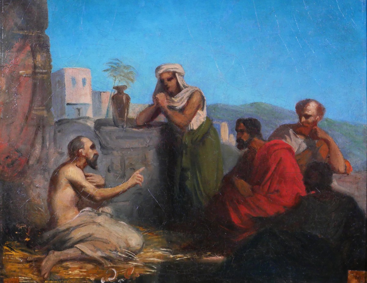 Joseph-nicolas Robert-fleury (att. To) 1797-1890 Diogenes And His School, Painting, Circa 1830-40