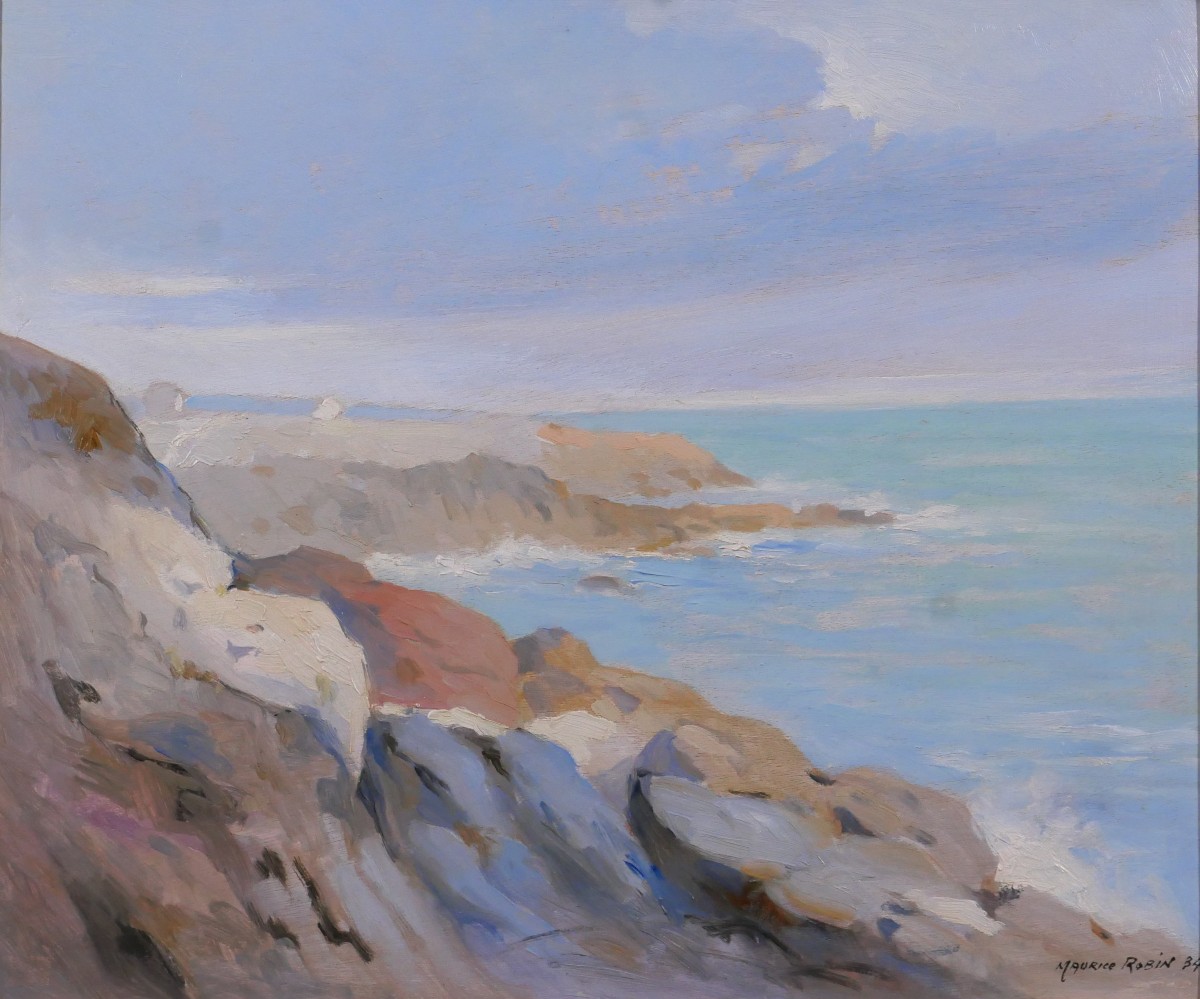 Maurice ROBIN 1884-1942 Belle-Ile-en-mer, paysage, 1934 tableau Bretagne marine mer
