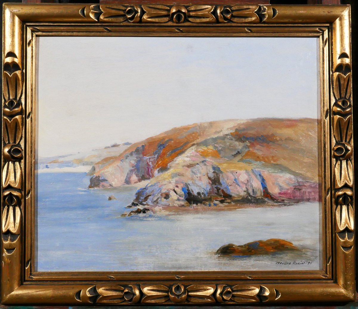Maurice Robin 1884-1942 Belle-ile-en-mer, Port Guen, 1935, Painting Seascape Brittany, Marine-photo-2
