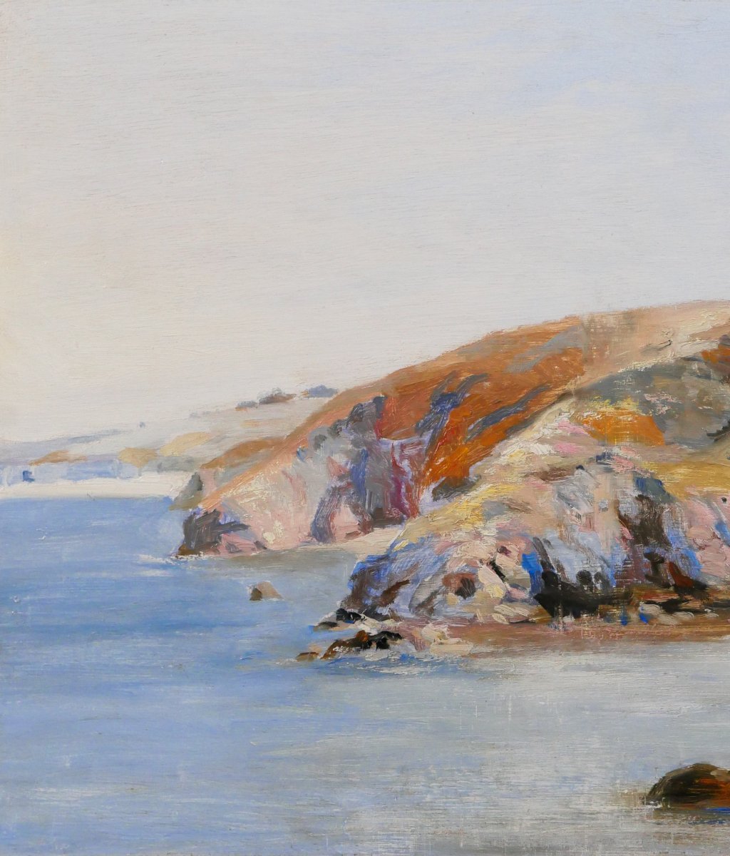 Maurice Robin 1884-1942 Belle-ile-en-mer, Port Guen, 1935, Painting Seascape Brittany, Marine-photo-3