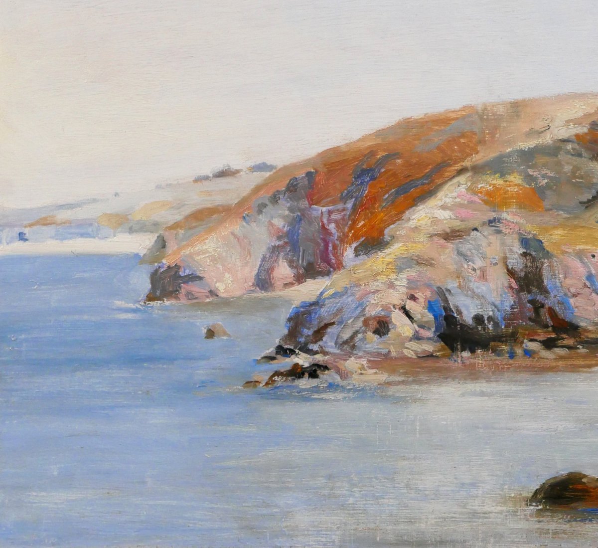 Maurice Robin 1884-1942 Belle-ile-en-mer, Port Guen, 1935, Painting Seascape Brittany, Marine-photo-4