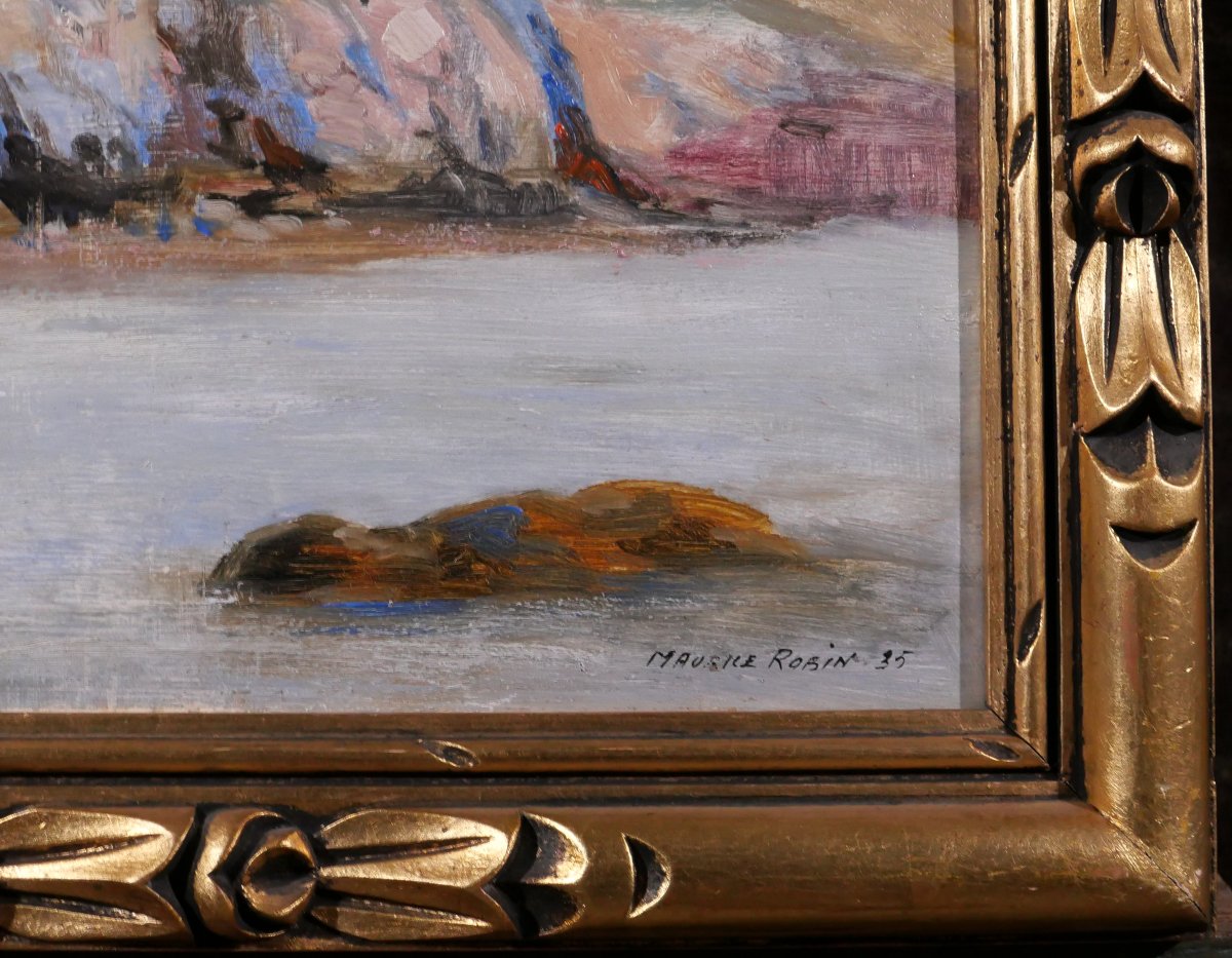 Maurice Robin 1884-1942 Belle-ile-en-mer, Port Guen, 1935, Painting Seascape Brittany, Marine-photo-5