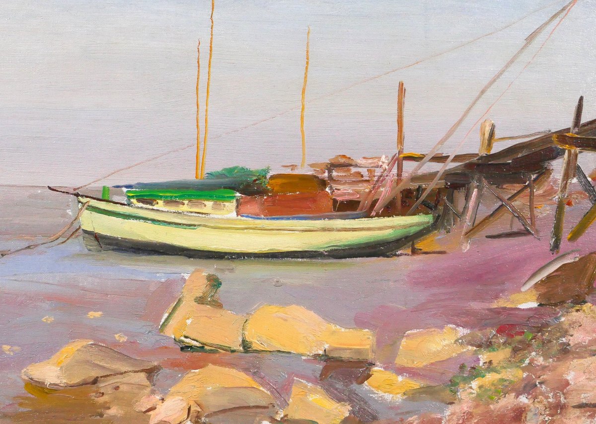 Alfons Verheyen 1903-1990 Boat, Seascape, Painting Circa 1950 Marine Mer-photo-4