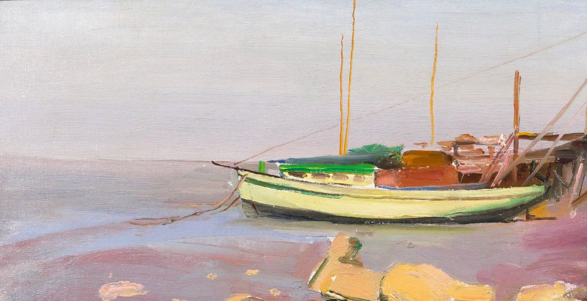 Alfons Verheyen 1903-1990 Boat, Seascape, Painting Circa 1950 Marine Mer-photo-1