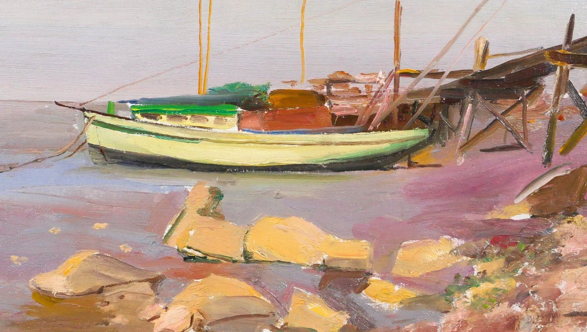 Alfons Verheyen 1903-1990 Boat, Seascape, Painting Circa 1950 Marine Mer-photo-3