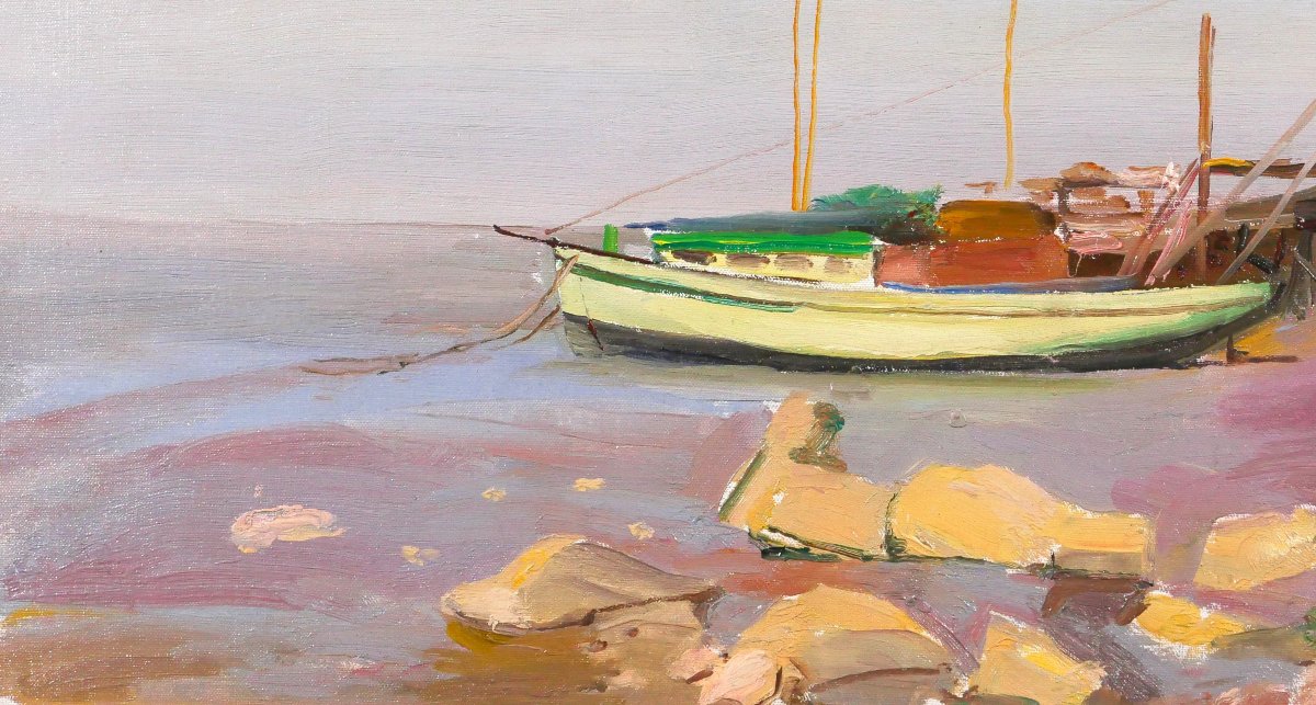 Alfons Verheyen 1903-1990 Boat, Seascape, Painting Circa 1950 Marine Mer-photo-4