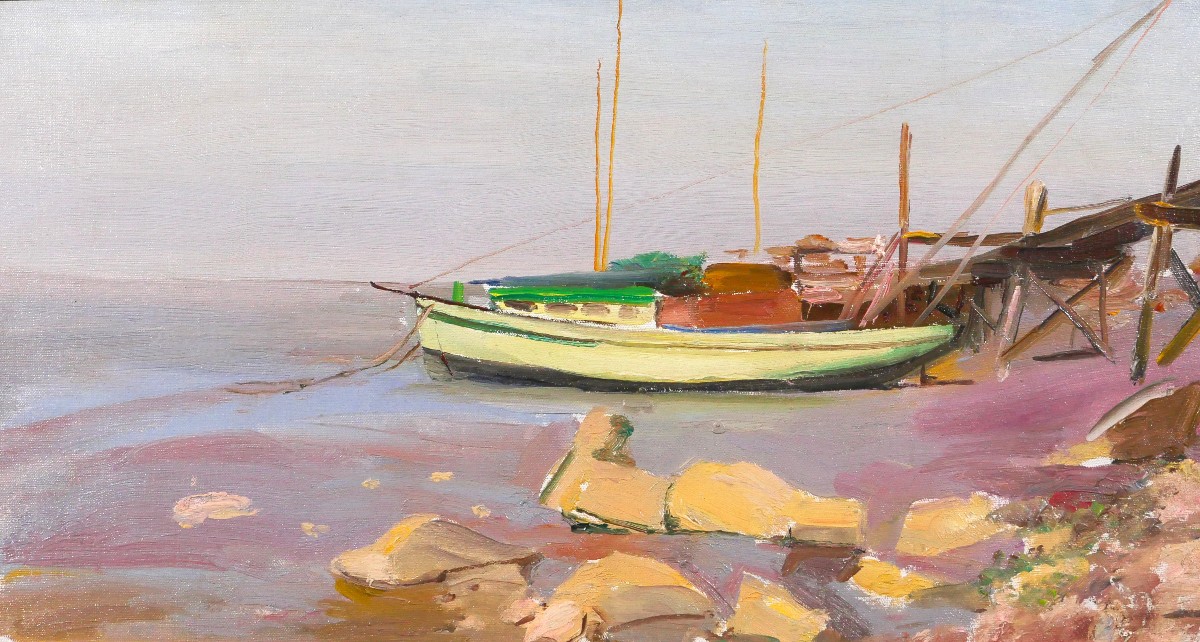 Alfons Verheyen 1903-1990 Boat, Seascape, Painting Circa 1950 Marine Mer