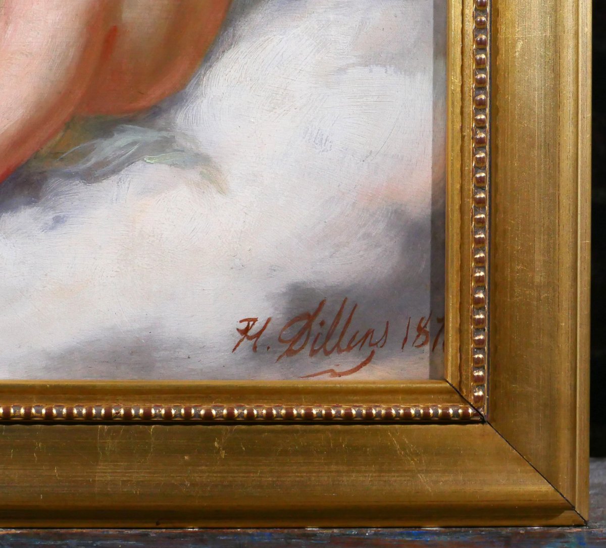 Henri Joseph DILLENS 1812-1872 Allégorie de l'été en enfant, tableau, 1870 saison Belgique-photo-3