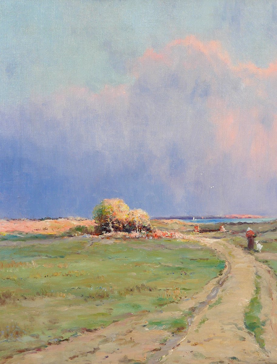 Iwill 1850-1923 Saint-pair, Granville, Rose Effect, Painting, 1910 Salon Normandy Landscape-photo-3