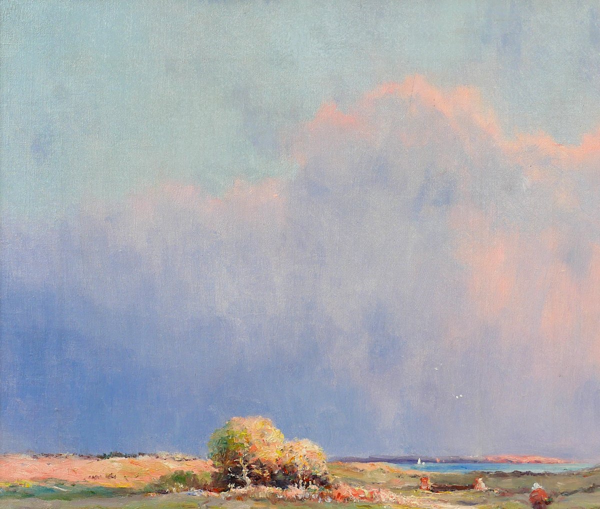 Iwill 1850-1923 Saint-pair, Granville, Rose Effect, Painting, 1910 Salon Normandy Landscape-photo-1
