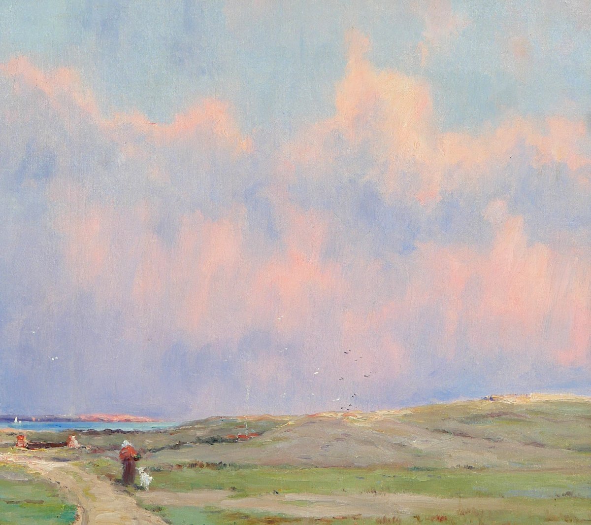 Iwill 1850-1923 Saint-pair, Granville, Rose Effect, Painting, 1910 Salon Normandy Landscape-photo-2