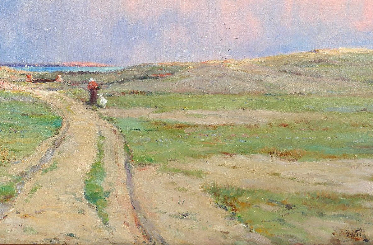 Iwill 1850-1923 Saint-pair, Granville, Rose Effect, Painting, 1910 Salon Normandy Landscape-photo-3