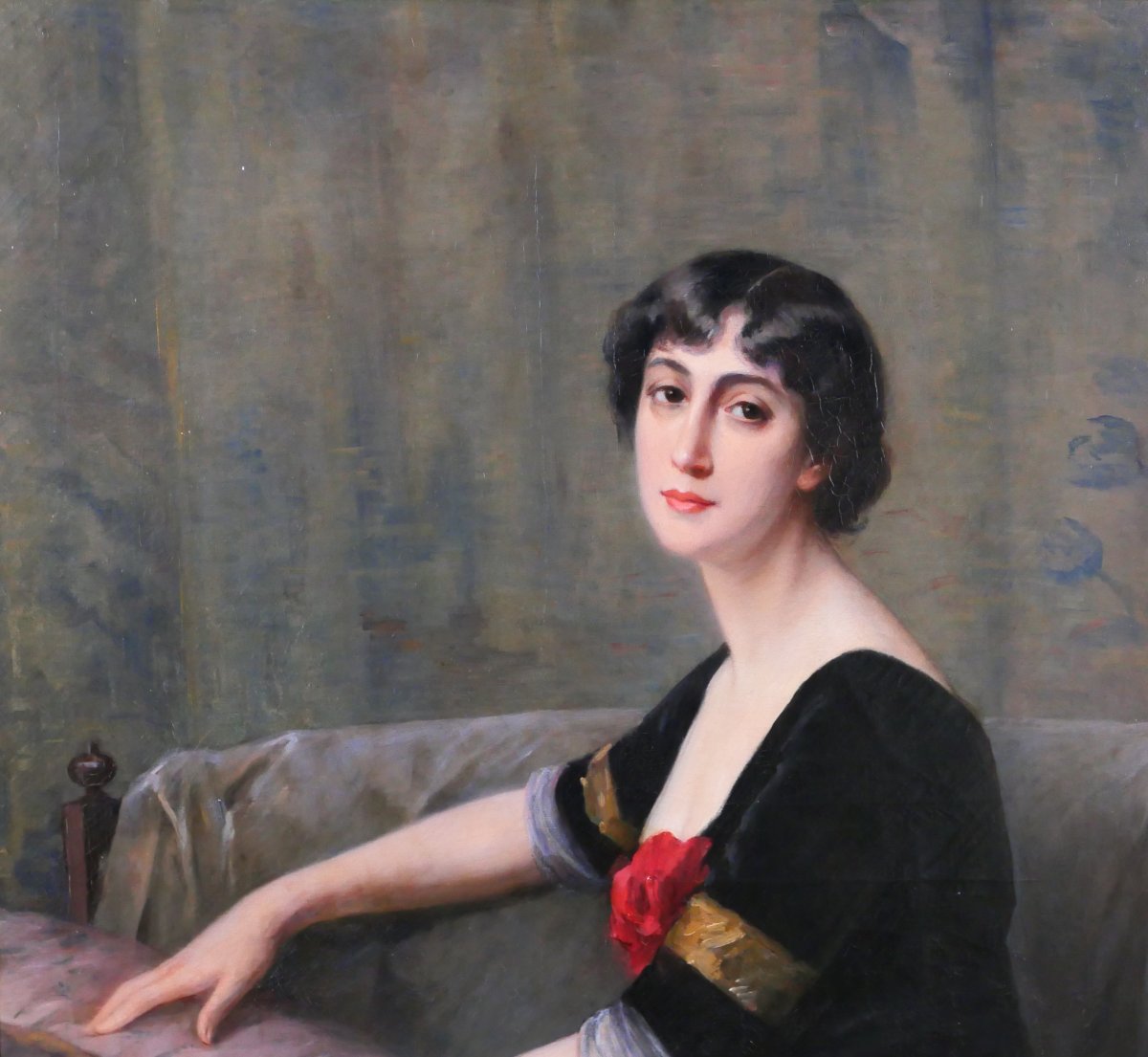 Fanny Fleury 1846-1923 Portrait Of A Woman, Impressionist Painting Circa 1880-90 Henner Carolus-photo-3