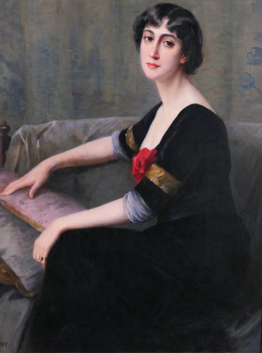 Fanny Fleury 1846-1923 Portrait Of A Woman, Impressionist Painting Circa 1880-90 Henner Carolus-photo-4