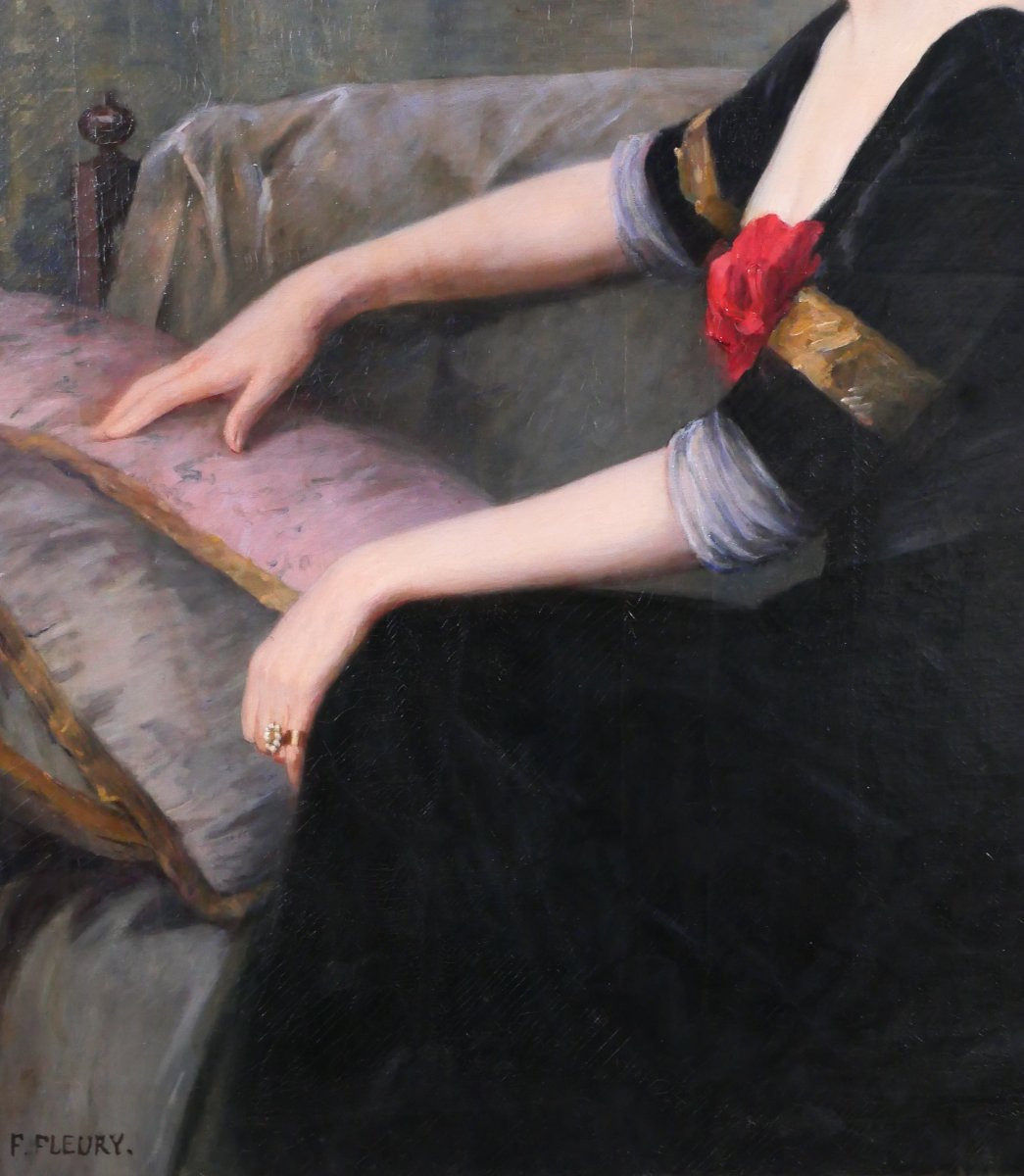 Fanny Fleury 1846-1923 Portrait Of A Woman, Impressionist Painting Circa 1880-90 Henner Carolus-photo-3