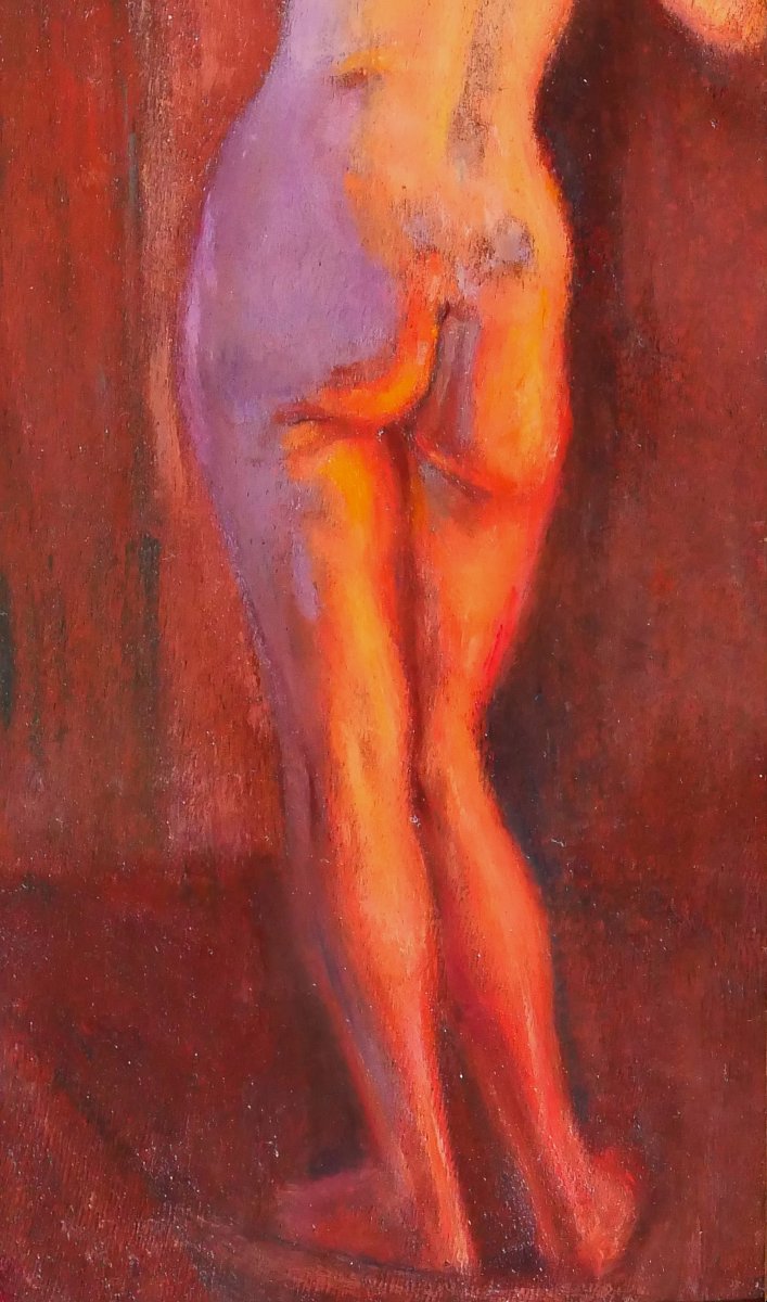 Emile Tremblay 1855-1935 Femme nue, effet en mauve et orange, tableau vers 1900 impressionnisme-photo-4