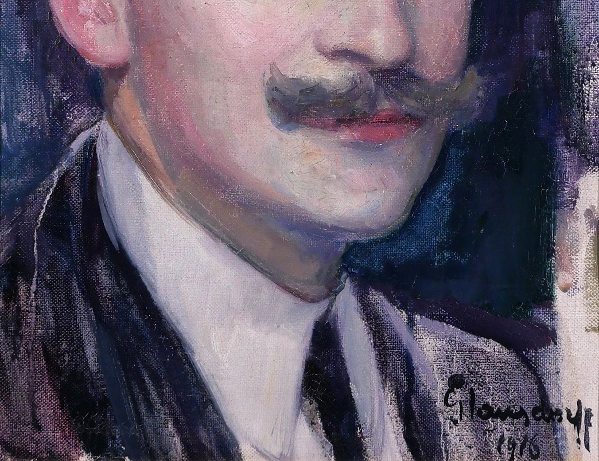 Hubert Glansdorff 1877-1963 Self-portrait, 1916, Painting, Portrait Man Belgium Artist-photo-4
