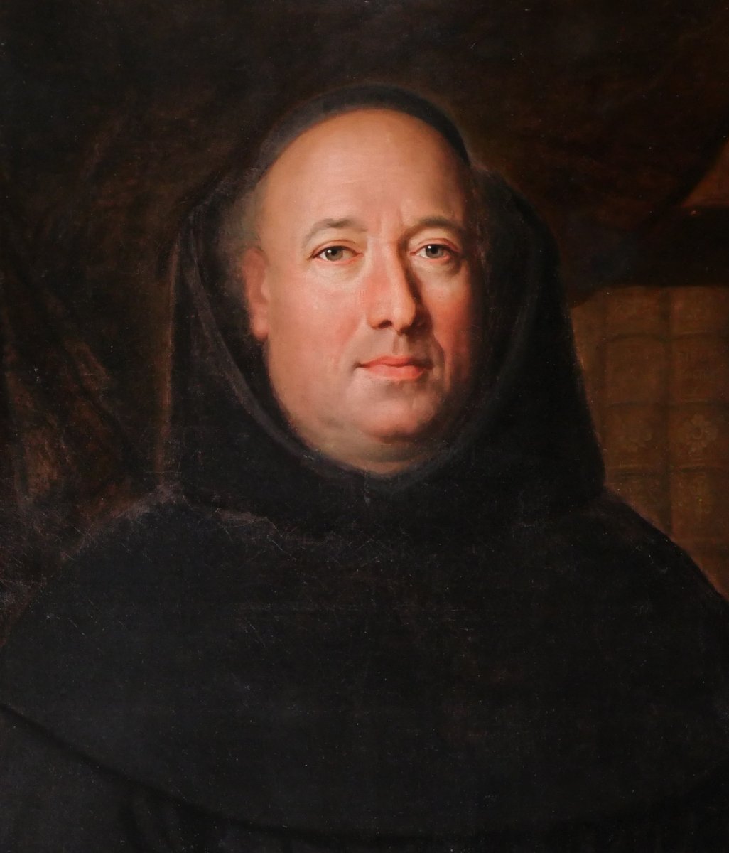Ecole française fin 17e, Portrait d'un abbé bénédictin, tableau vers 1680-1700 religieux homme-photo-3