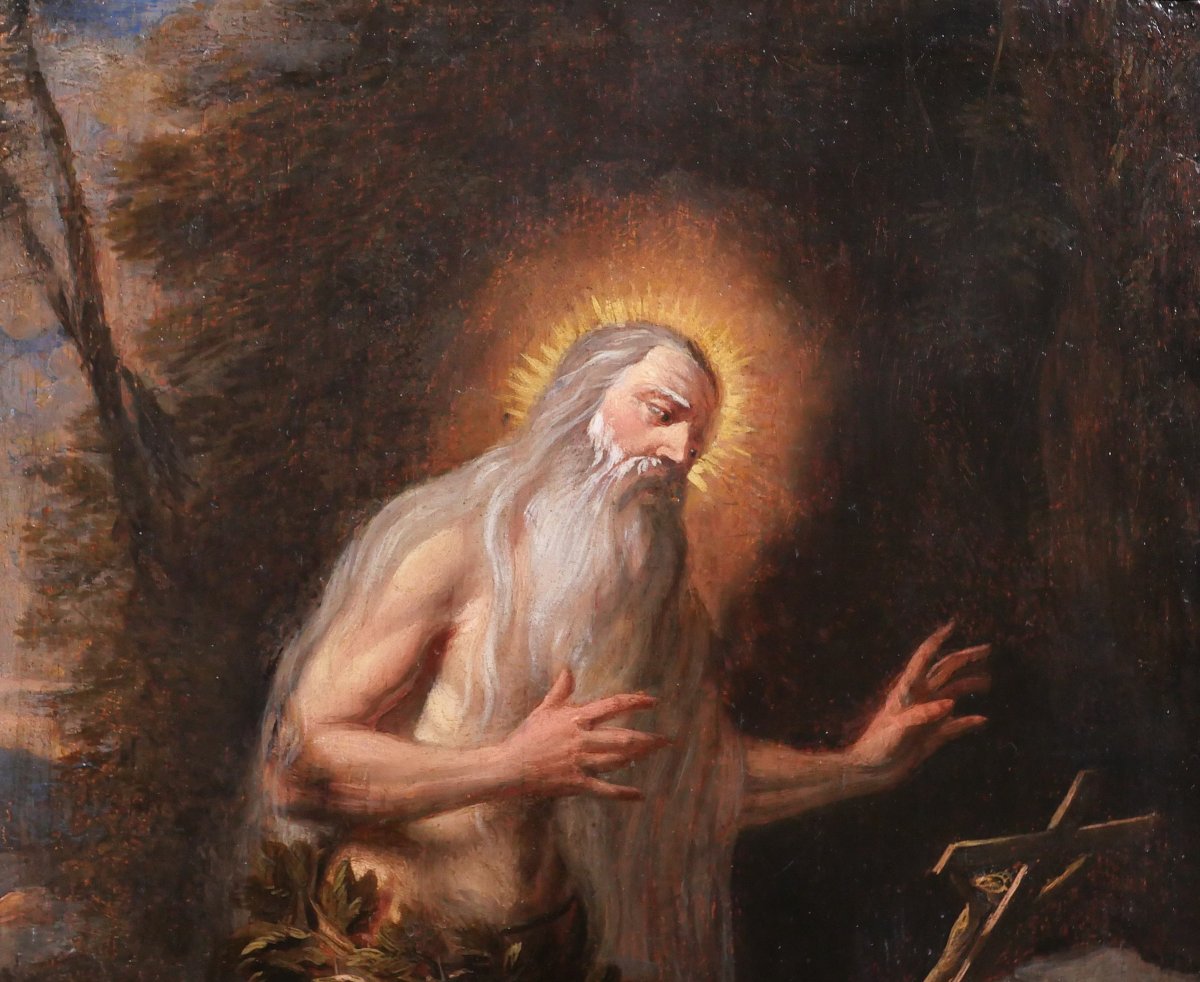 Johannes I Sadeler (1550-1600) (follower Of) Saint Onuphre Religious Painting Circa 1600-50-photo-4