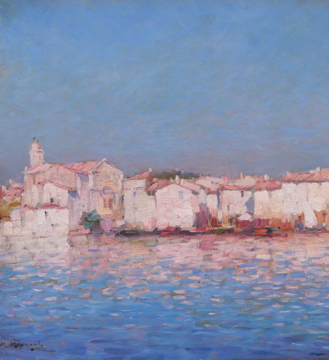 Marius REYNAUD 1860-1935 Martigues, paysage, tableau vers 1900 impressionnisme mer Marseille-photo-3