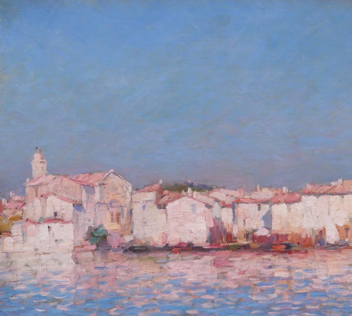 Marius REYNAUD 1860-1935 Martigues, paysage, tableau vers 1900 impressionnisme mer Marseille-photo-1