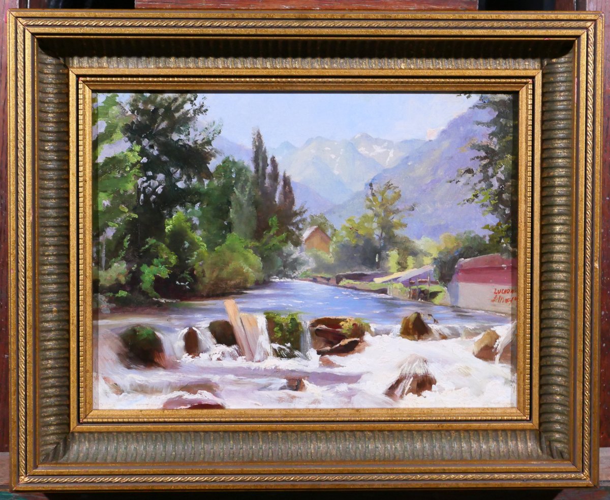 Léon MAYET 1858-1939 Luchon, paysage à la Pique, tableau, vers 1900 Pyrénées montagne-photo-2
