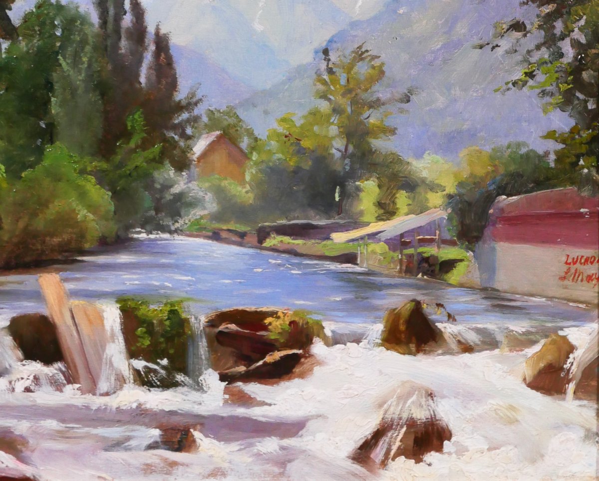 Léon MAYET 1858-1939 Luchon, paysage à la Pique, tableau, vers 1900 Pyrénées montagne-photo-3
