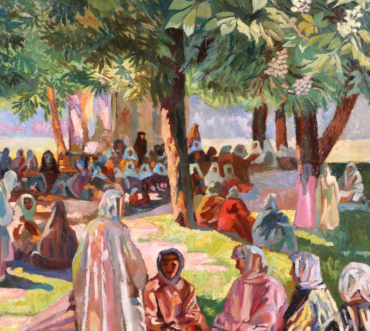 Léonard Pelgrims 1894-1967 Belgian Congo, Animated Scene, Painting Circa 1930 African Landscape-photo-2