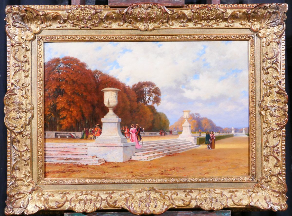 Henri Zuber 1844-1909 Versailles, The Park Of The Castle, Painting, 1898-99, Alsace Landscape-photo-2