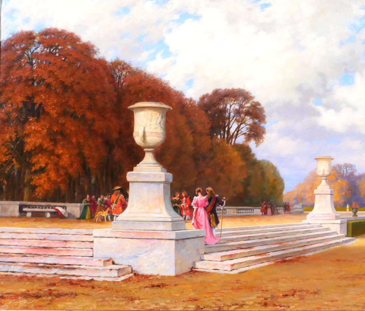 Henri Zuber 1844-1909 Versailles, The Park Of The Castle, Painting, 1898-99, Alsace Landscape-photo-3