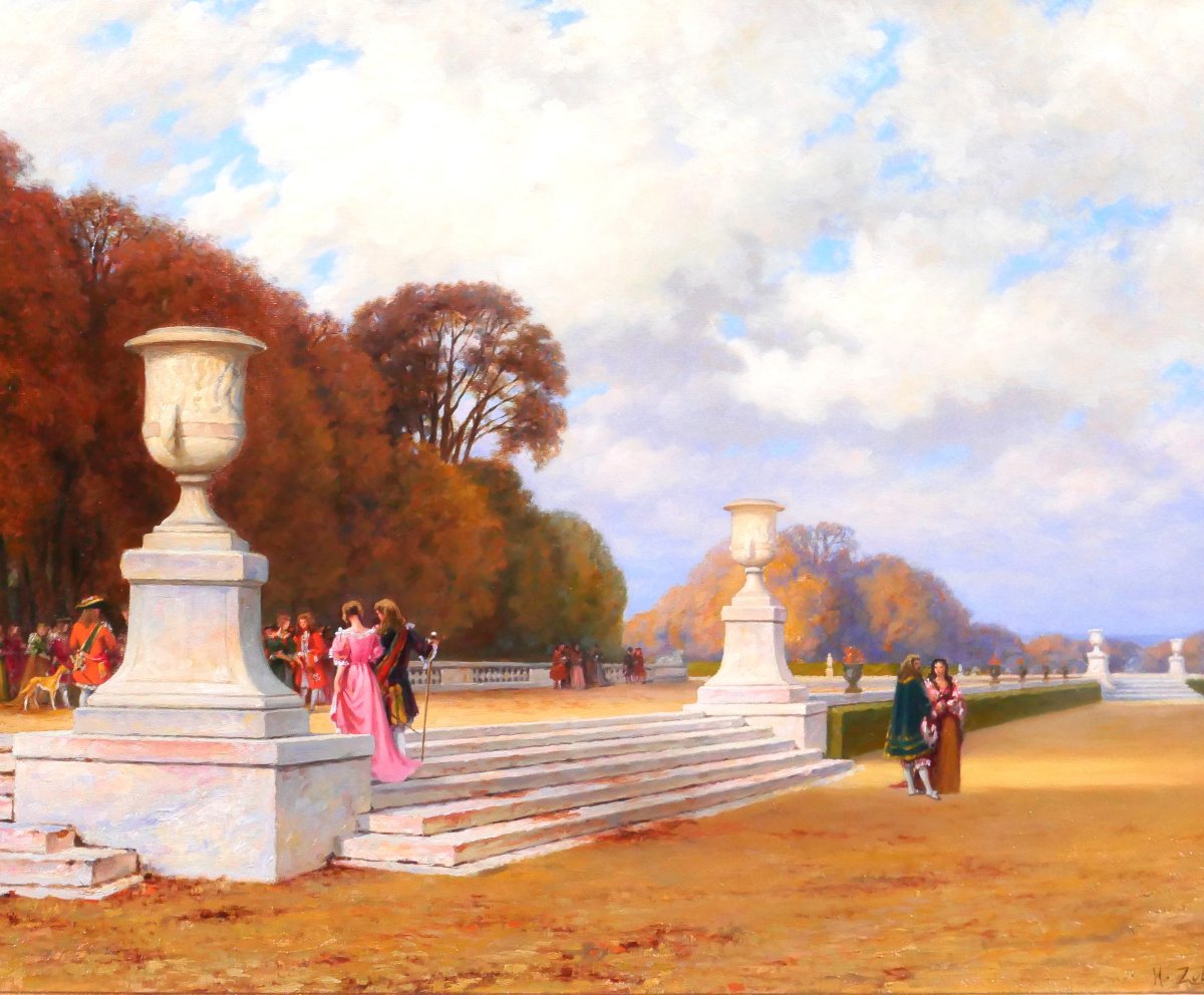 Henri Zuber 1844-1909 Versailles, The Park Of The Castle, Painting, 1898-99, Alsace Landscape-photo-4
