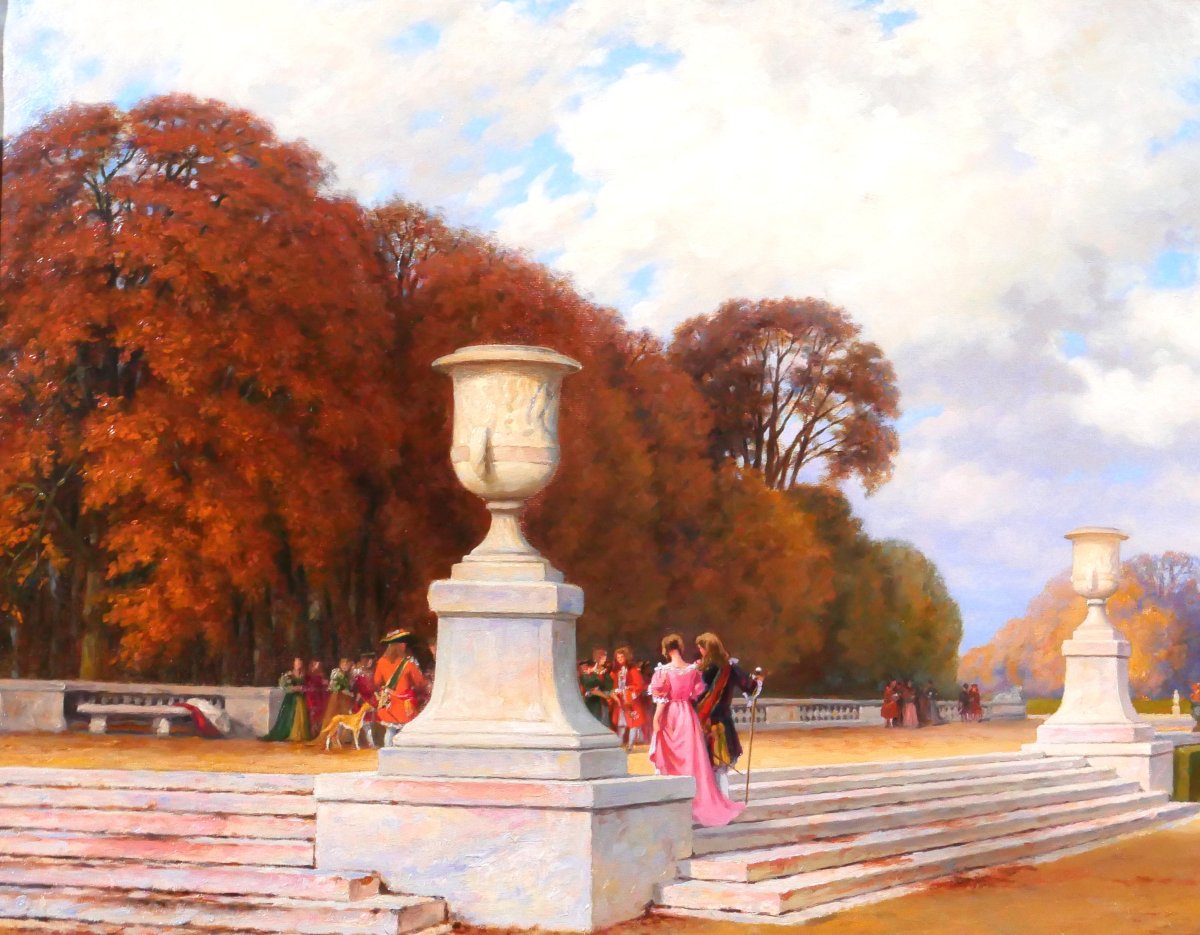Henri Zuber 1844-1909 Versailles, The Park Of The Castle, Painting, 1898-99, Alsace Landscape-photo-1
