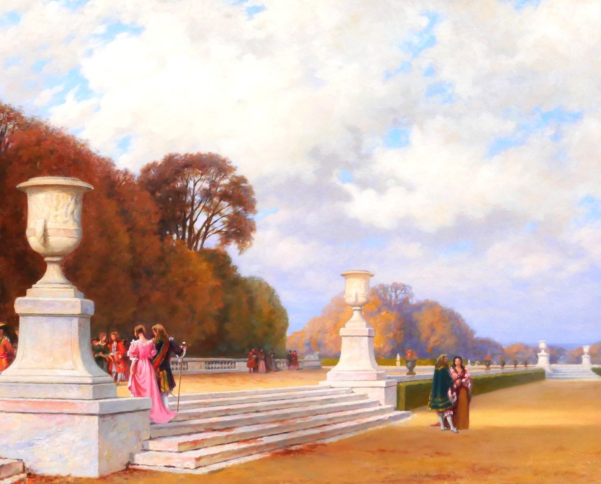 Henri Zuber 1844-1909 Versailles, The Park Of The Castle, Painting, 1898-99, Alsace Landscape-photo-2