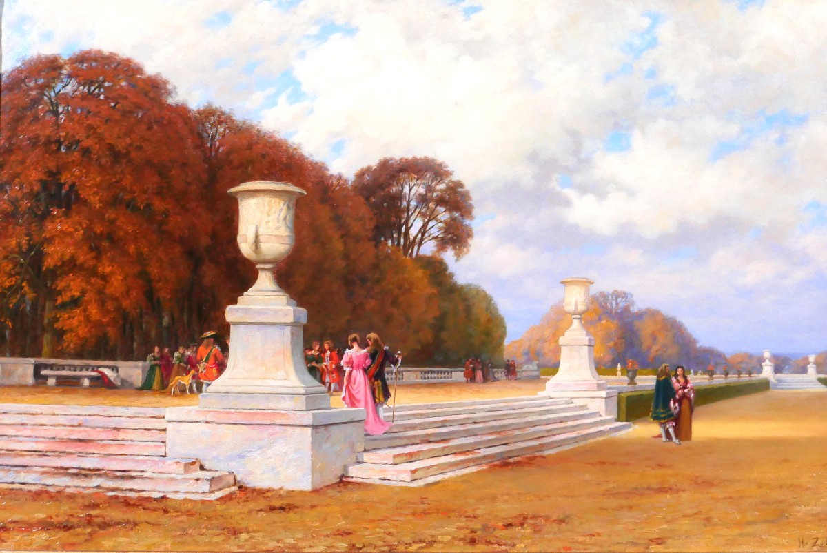 Henri Zuber 1844-1909 Versailles, The Park Of The Castle, Painting, 1898-99, Alsace Landscape