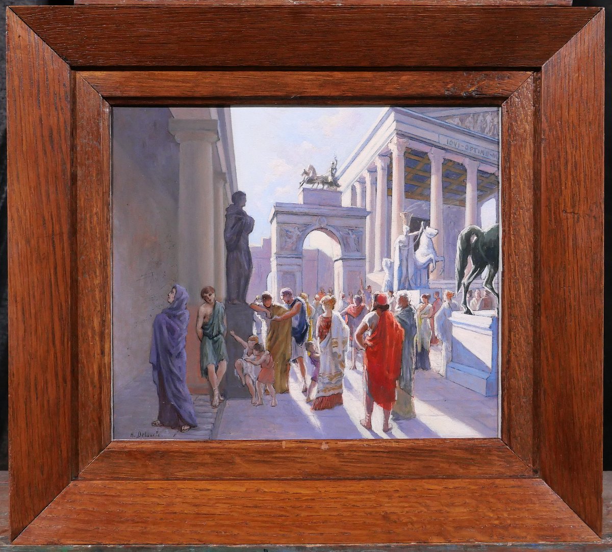 Henri-Victor Delavelle 1868-1919 Antiquité romaine, scène de rue, tableau Italie Rome paysage-photo-2