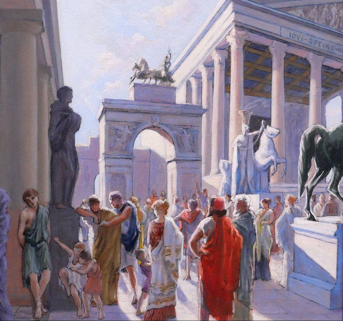 Henri-Victor Delavelle 1868-1919 Antiquité romaine, scène de rue, tableau Italie Rome paysage-photo-3