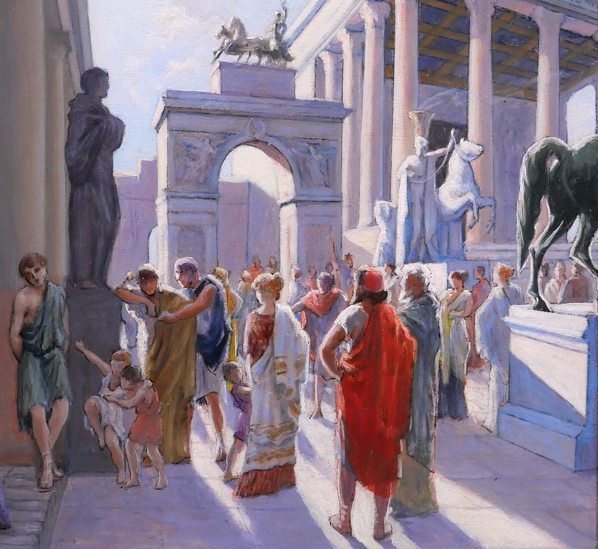 Henri-Victor Delavelle 1868-1919 Antiquité romaine, scène de rue, tableau Italie Rome paysage-photo-4