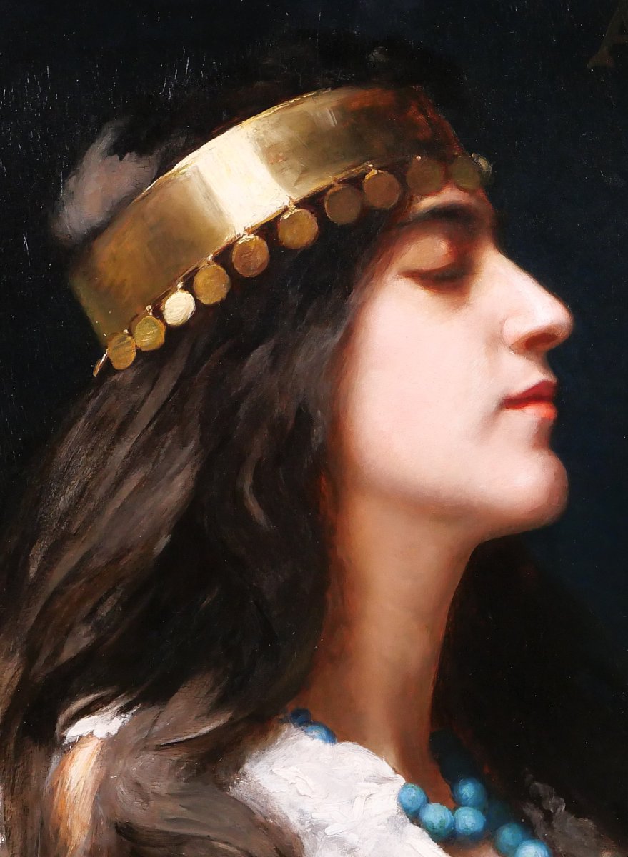 Frédéric Tschaggeny 1851-1821 Allegory Of Erudition As A Portrait Of A Woman, Painting, 1903-photo-3